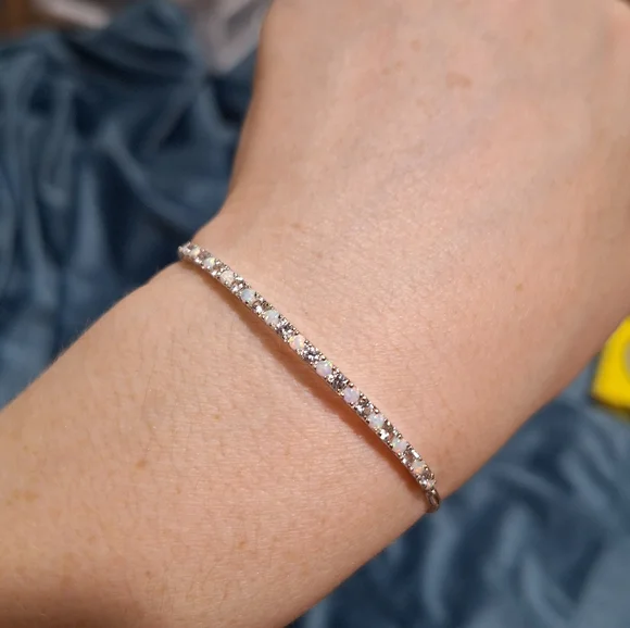 Sterling Silver Opal Slider Bracelet – P☆M 925 Adjustable Bolo Style - Picture 4 of 9